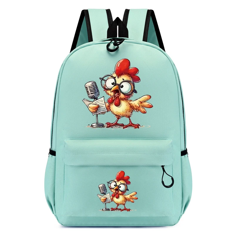 Mochilas escolares para niñas, bolsa de nailon con diseño de pollo y acuarela, para estudiantes, guardería