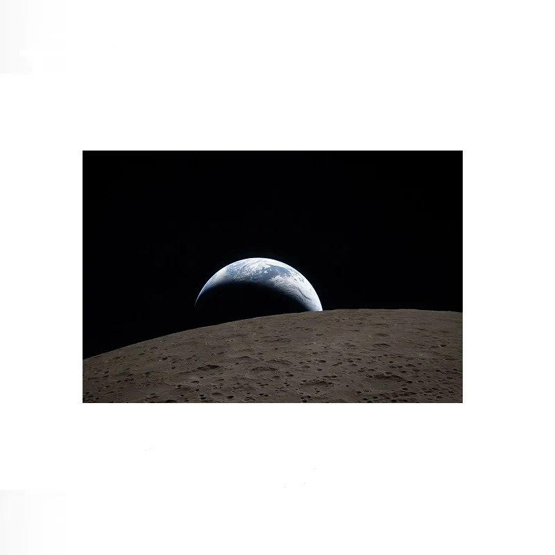 Earthset Earth Crescent Dark Side Moon Artemis, Art Print Canvas Poster, Living Room Decor, Home Wall Picture