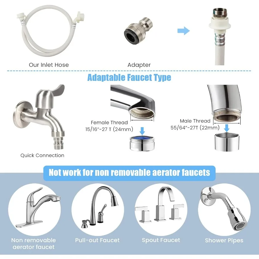 غسالة محمولة أوتوماتيكية بالكامل بسعة 7.7 رطلاً للشقق والتخييم: غسالة غسيل مدمجة مع مدمجة