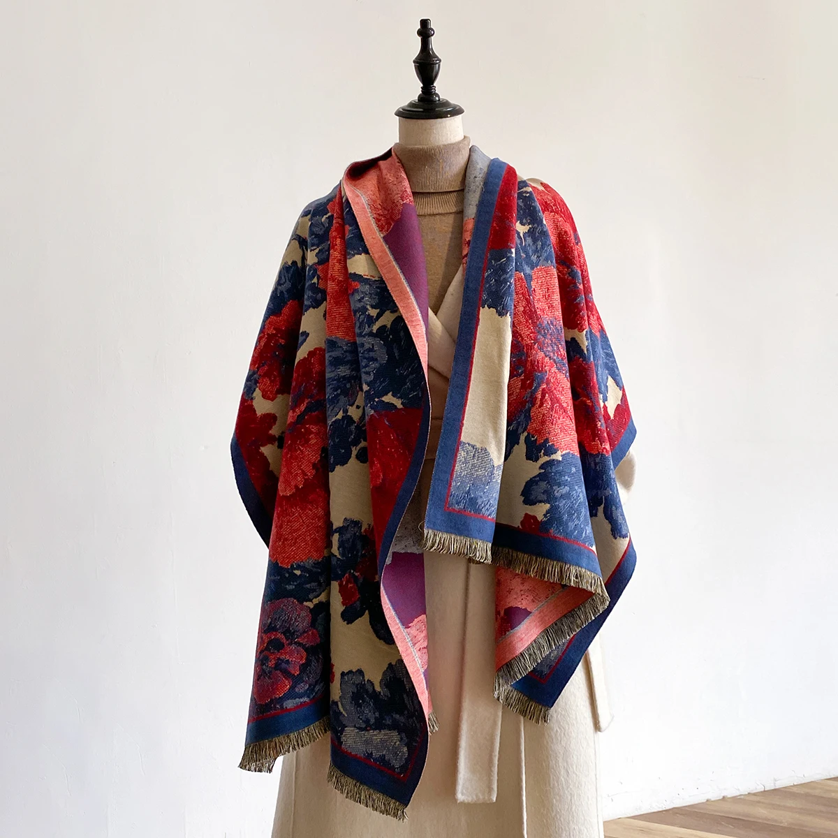 Frauen Imitation Kaschmir Schals Design Dicke Decke Pashmina Warme Schal Wrap Halstuch Weibliche Plaid Bufanda Winter Bandana – Detail 3