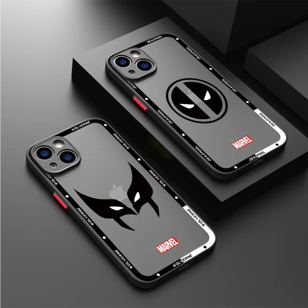 Marvel Deadpool Wolverine Case for Apple iPhone XS Max 13 Mini 15ProMax 14 Pro XR 7 8 Plus 11 Pro SE 12 Luxury Matte Cover