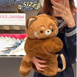 Red Panda Lying Style Backpack Personalized Cute Soft Backpack Plush Doll Crossbody Plush Crossbody Female Bag Birthday Gift