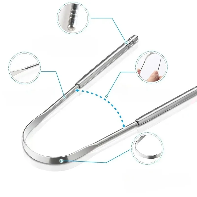 3 قطعة الفولاذ المقاوم للصدأ اللسان مكشطة مجموعة نظيفة الفم اللسان طلاء مزدوج الوجهين المتاحة أدوات تنظيف الفم عدة التنفس الطازج