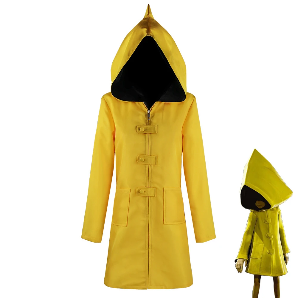 Halloween Cosplay Costume Anime Little Nightmare Cosplay Kid Six Cosplay Performance Costume Yellow Hooded Jacket Raincoat