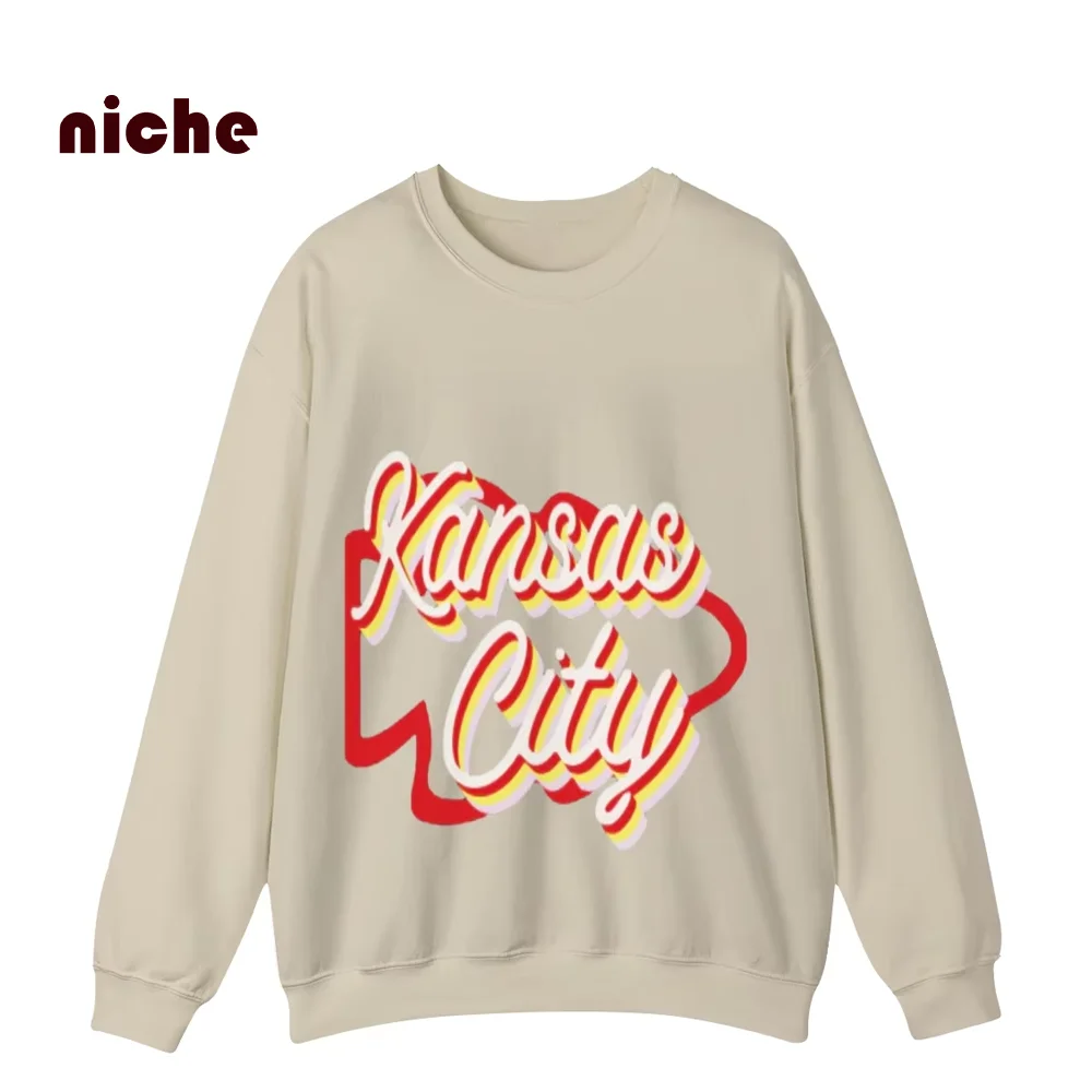 Casual Retro Outfit Hoodie Sweater Three-Dimensional Letter Graphic Printing Loose Round Neck High Gram Weight Trend Sweatshirt