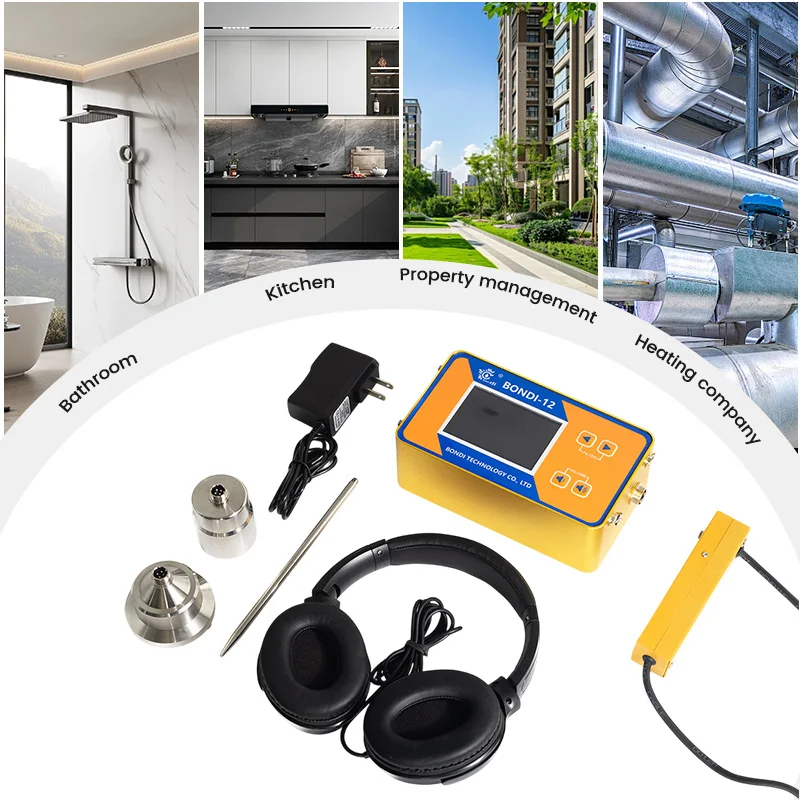Bondi high-precision indoor/outdoor water pipe leak detector with IP55 protection level and 1.5m detection depth