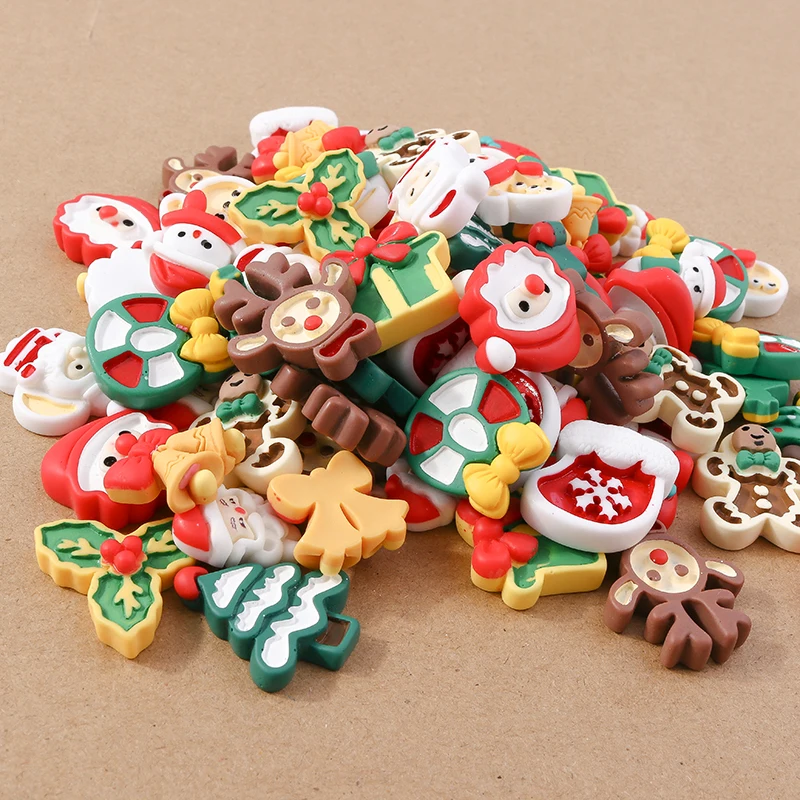 

10pcs Cute Christmas Santa Claus Cabochon Flatback Scrapbook Crafts for Jewelry Making DIY Kids Hairpin Brooch Crafts Supplies