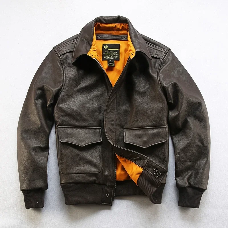 2022 Wholesale Made Latest Fashion Bomber Real Cowhide Jacket For Men's Best Quality Black Brown Apparel Outdoor Clothes