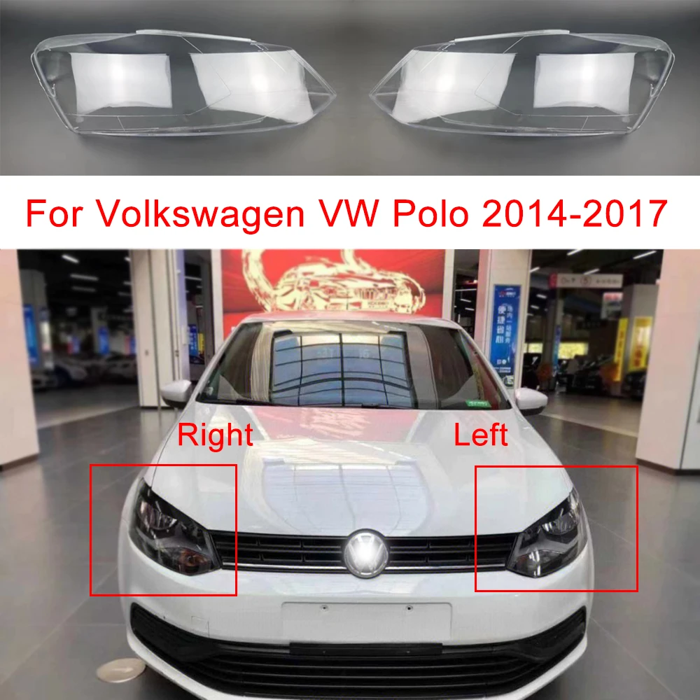 

For Volkswagen VW Polo 2014 2015 2016 2017 Car Front Headlight Glass Lampshade Plexiglass Clear Lamp Shell Lens Replace Cover
