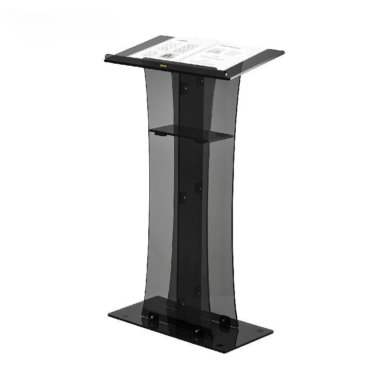 Stand Floor-Standing Acrylic Podium Lectern W/ Reading Surface & Storage Shelf  for Church Office School