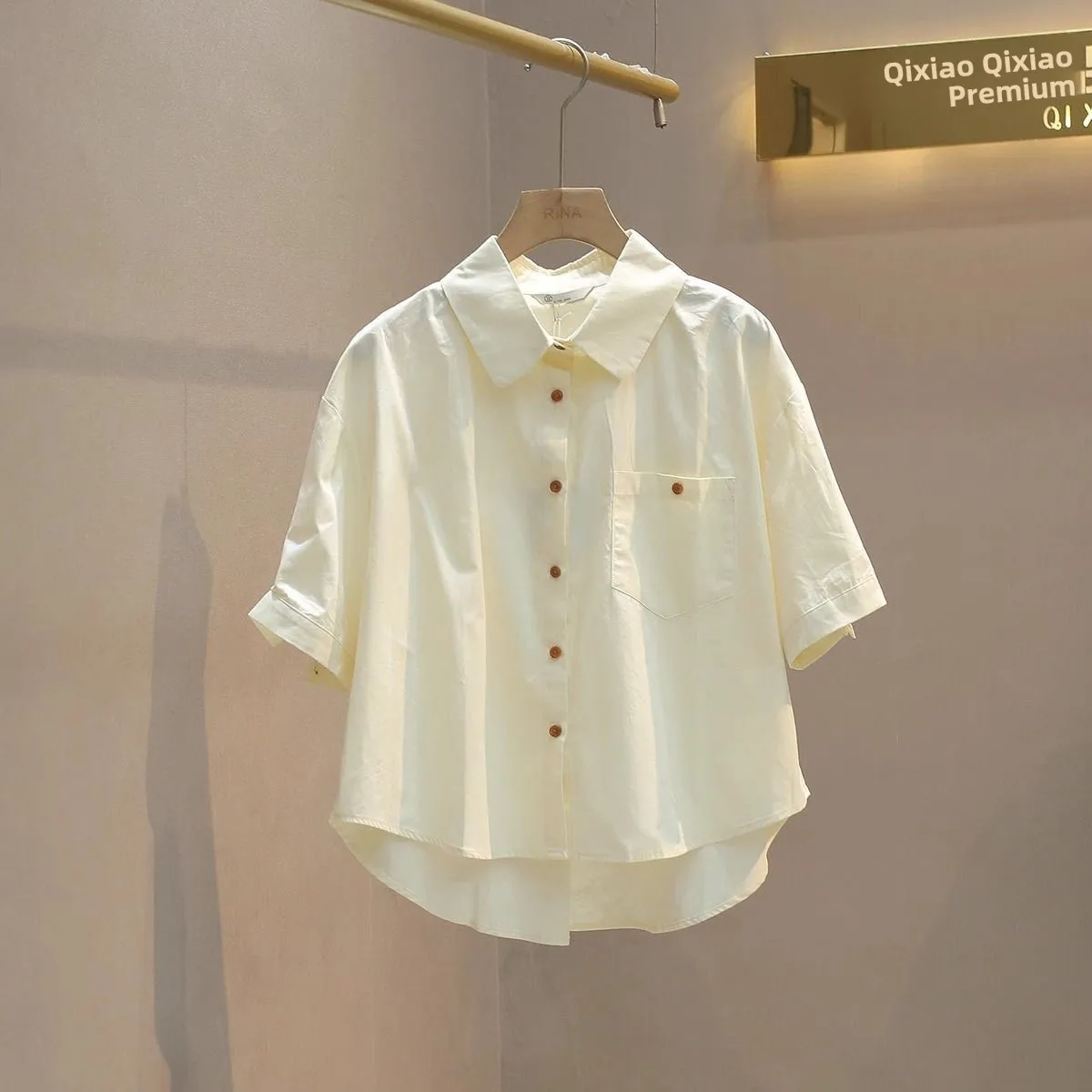 

Новый летний корейский повседневный свободный топ из чистого хлопка ort Sve irt с воротником на одной пуговице, дышащий, удобный