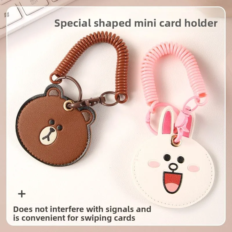 

Милый держатель для карт LINE FRIENDS Brown, кавайный мини-чехол из ПУ для пропускных и лифтовых карт, защитный чехол-брелок, оптом