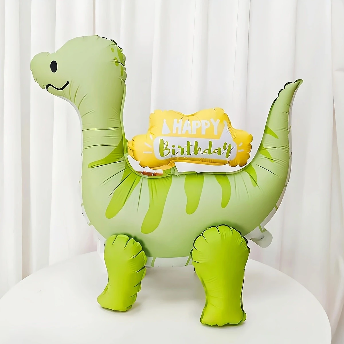 Globo de película de aluminio 3D de dinosaurio de cuello largo verde de pie, decoración para fiesta de cumpleaños con tema de dinosaurio salvaje de la jungla, 1 ud.
