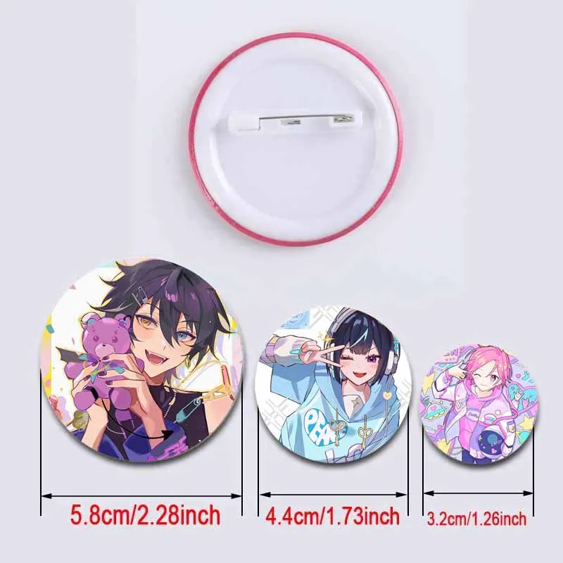 Game Ensemble Stars Lapel Pins Cartoon Figure Kiryu Kuro Hasumi Keito Badge Round Brooch on Backpack Jewelry Accessories Gifts