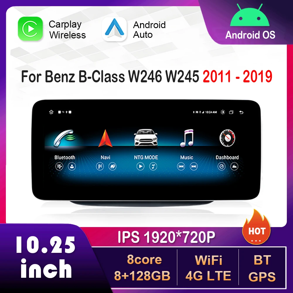 

10.25 inch 1920*720P for Benz B-Class W246 W245 2011 - 2019 NTG 4.0 4.5 System Android Car Radio Multimedia Player GPS 4G WiFi