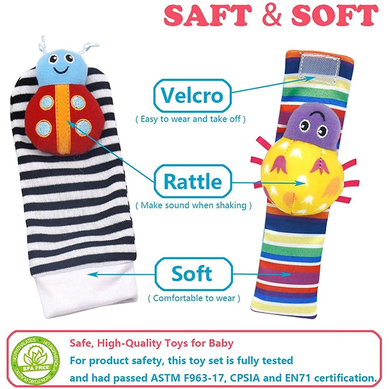 Baby Toys Rattles Socks 0 6 12 months Montessori Sensory Toys Animals Sound Set Activity Accessories for Kids Newborn Games