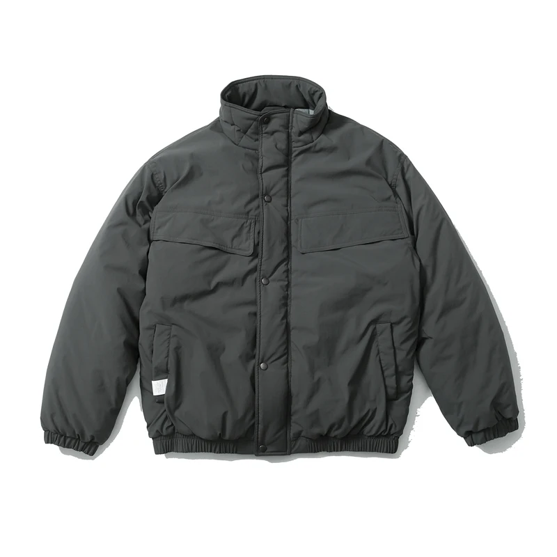 

Japanese Madness Single-breasted Stand Collar Jacket Men Women High Quality Loose Gray Winter Thicken Cotton Keep Warm Jackets