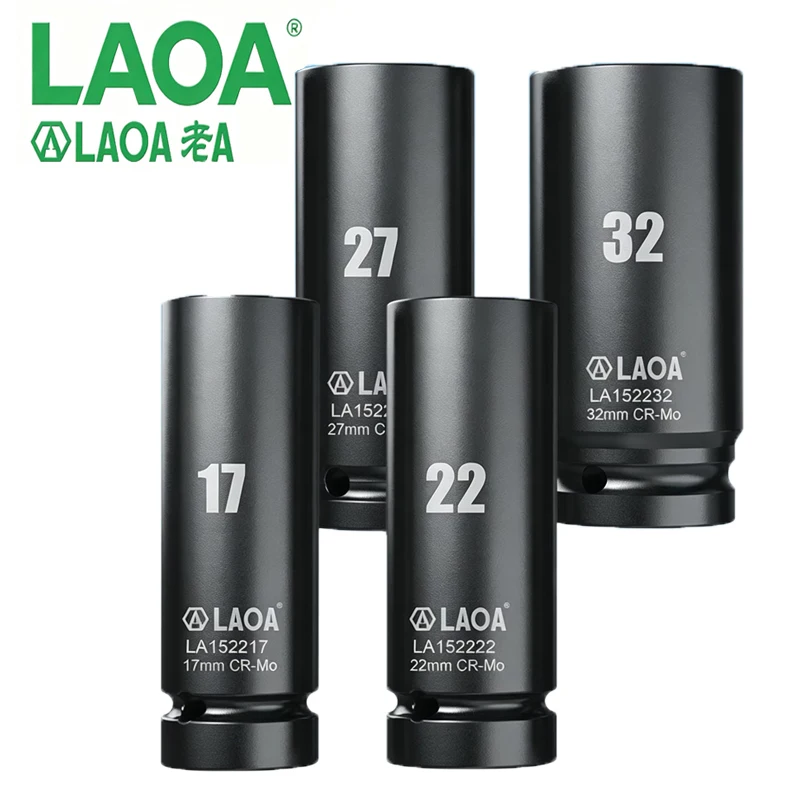 LAOA 1/2 Inch Drive Deep Hex Impact Socket 17-32mm CR-MO Steel Socket for Ratchet Torque Pneumatic Electric Wrench