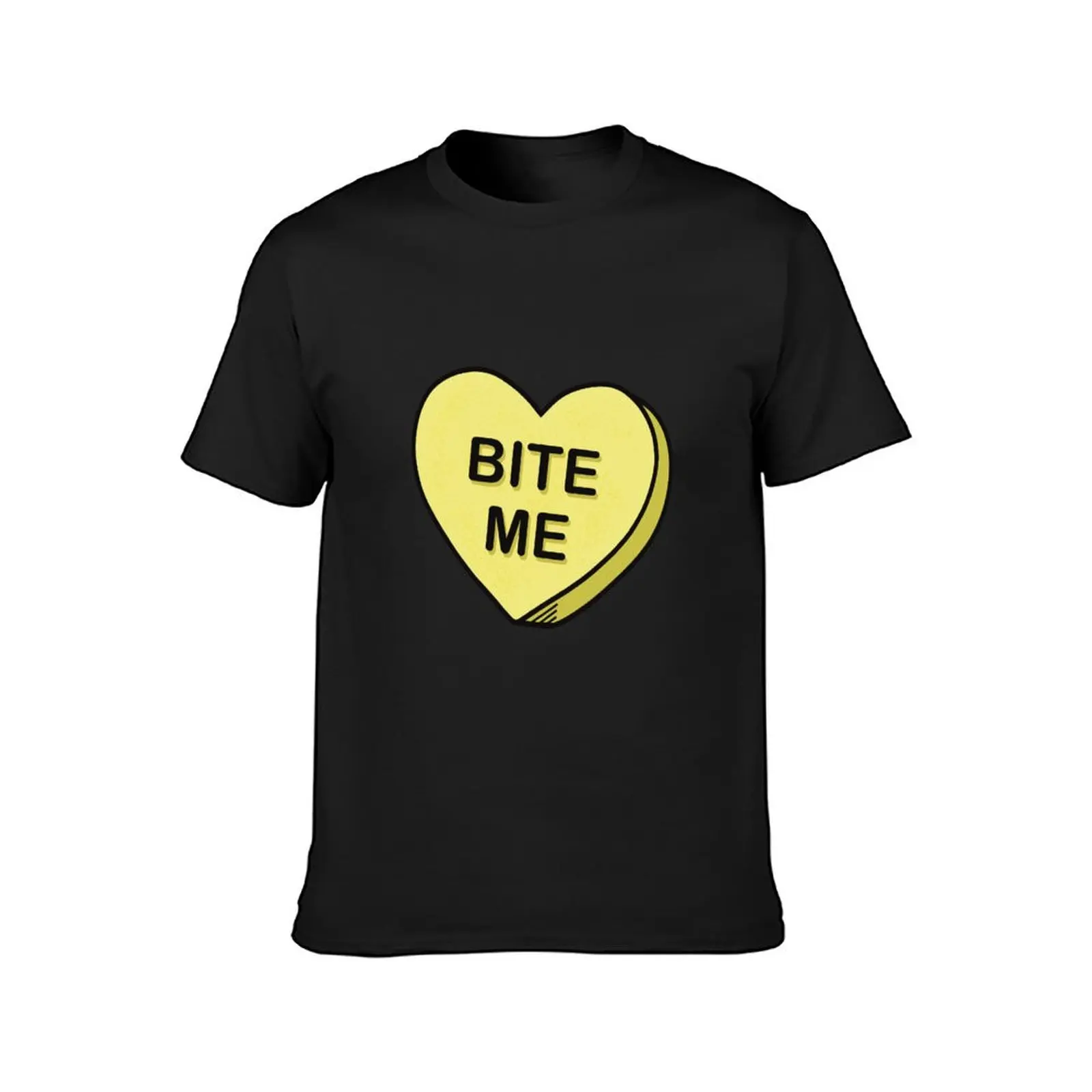 Bite Me Candy Heart T-Shirt heavyweights kawaii clothes Men's clothing