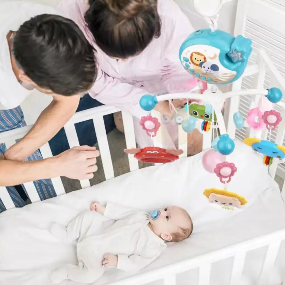 리모컨 뮤지컬 딸랑이 장난감 휴대용 아기 모빌 걸이형 진정 뮤지컬 회전목마 딸랑이 요람 아기 장난감