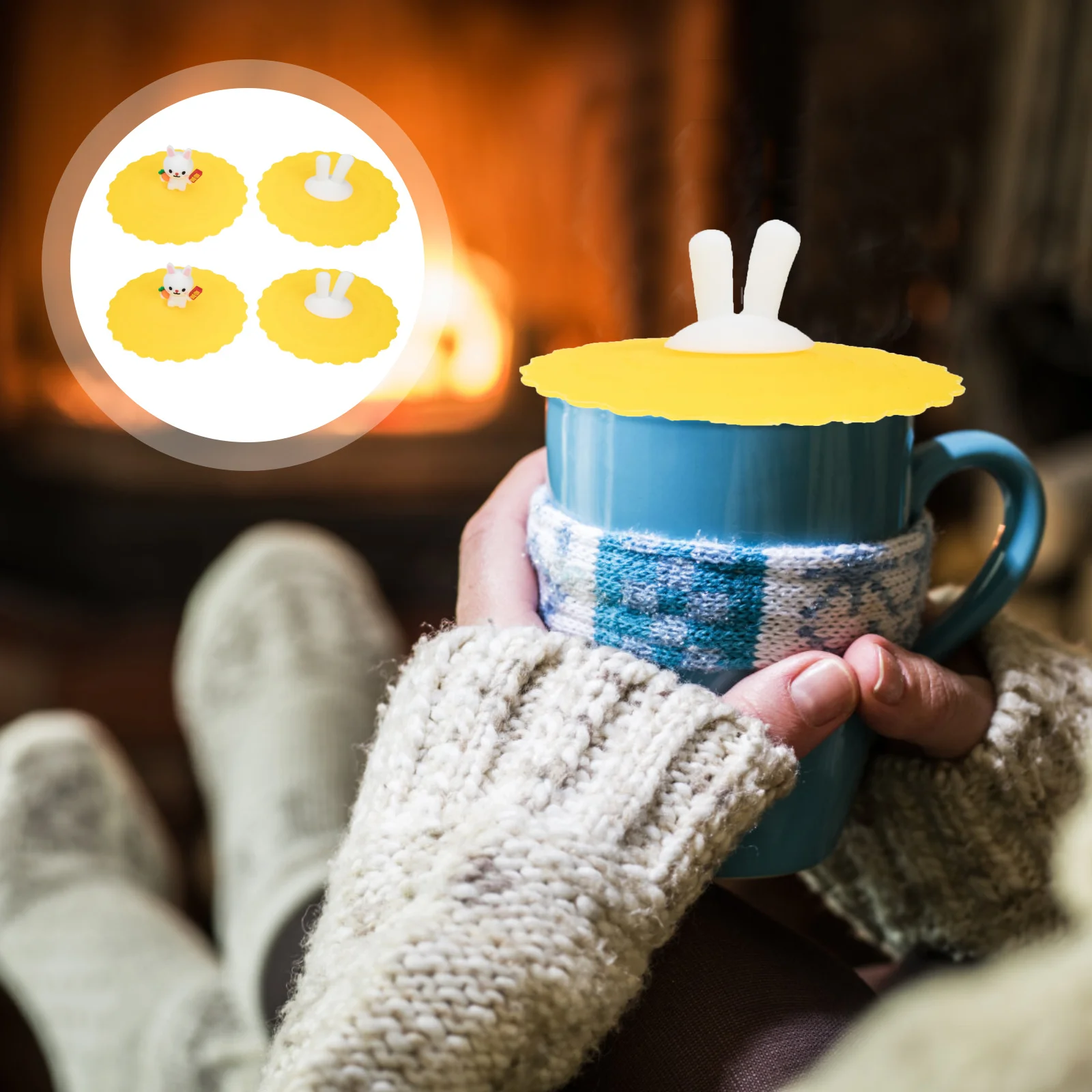 

4Pcs Rabbit Lids Safe to Use Silicone Lids for Mugs Bowls Keep Drinks Clean and Fresh Silicone Mug Cover