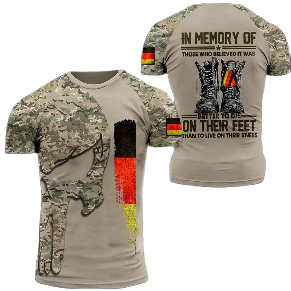 Germany National Flag Camouflage Graphic T Shirt for Men Clothing German Eagle Emblem Camo T-shirt Forest Combat Tee Shirts Tops