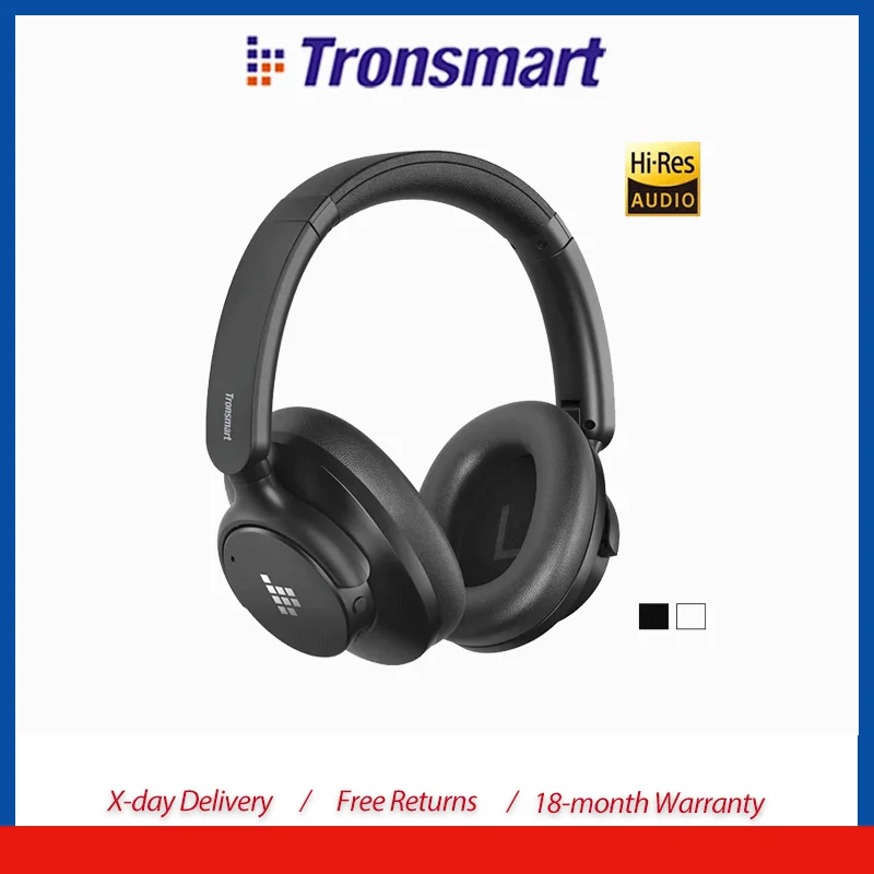 Tronsmart Sounfii Q20S Bluetooth-hoofdtelefoon met ruisonderdrukking, draadloze headset, 60 uur speeltijd, Hi-Res audio, app-bediening