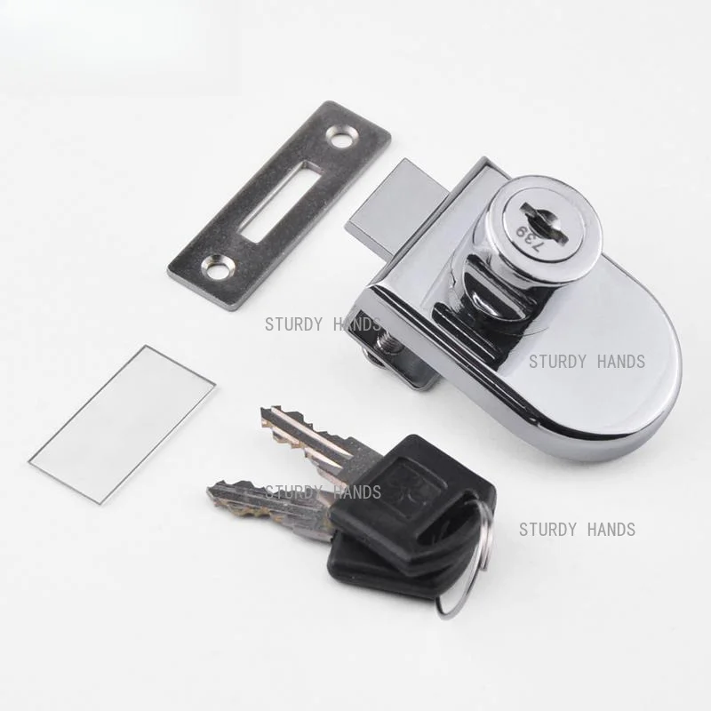 Household Zinc Alloy Glass Door Lock Glass Boutique Cabinet Lock Display Cabinet Glass Lock Hardware Accessories Including Key