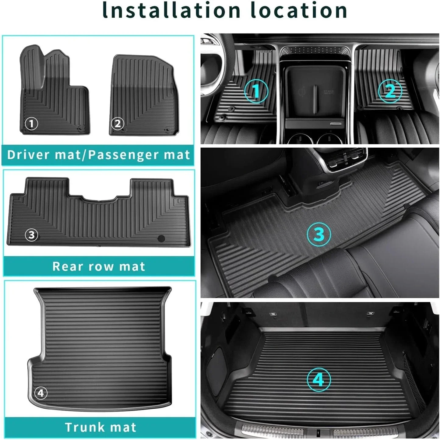 for2022-2024 Xpeng G9 TPE foot mats and cargo compartment liner, all-weather floor liner trunk mat TPE heavy duty waterproof mat