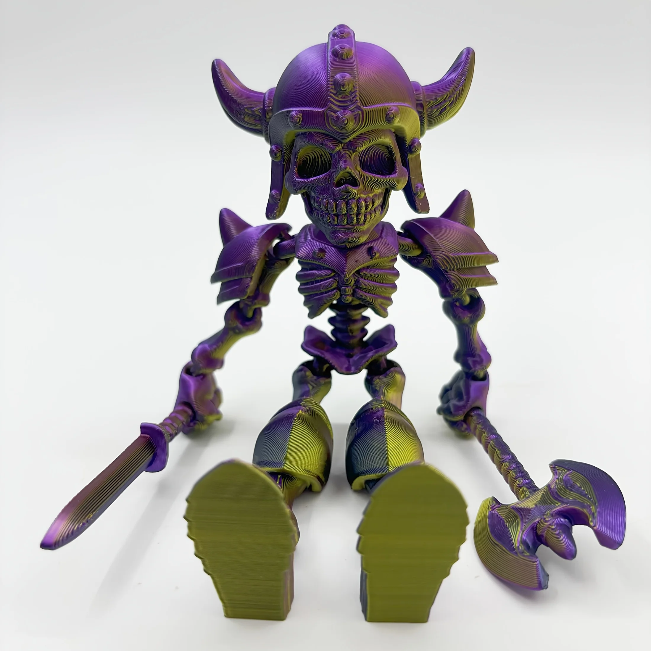 3D Printed Skeleton Warrior Home Desktop Decoration Halloween Christmas Creative Gift Skeleton Man Decorative Statues
