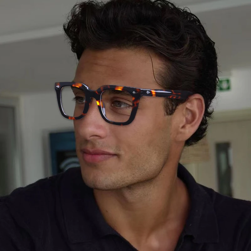 Handmade Acetate Reading Glasses Men Vintage Photochromic Anti Blue Light Myopia Prescription Glasses Women Luxury Brand Eyewear