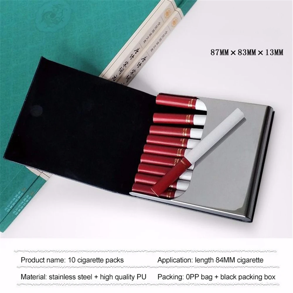 Flip Cover Cigarettes Cases PU Plain Weave Cigarette Box Holds For 10pcs/20pcs 84mm Cigarette Storage Holder Fashion Mens Gift