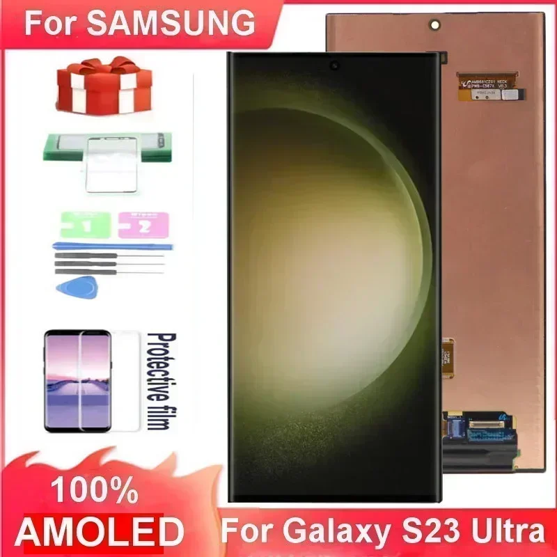 スーパーAMOLED S23Ultra LCDタッチスクリーンデジタイザーアセンブリSamsung Galaxy、S23Ultra、5G、S918、S918F、S918B、S918U、ディスプレイ用