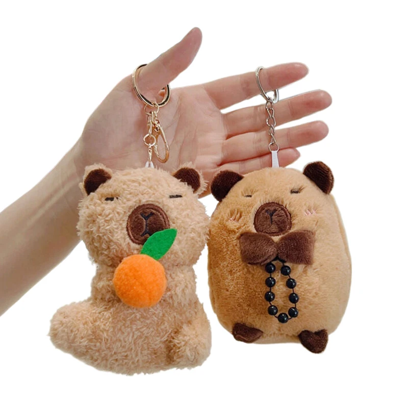 Buddha Bead Capybara Keychain Plush Toy Cartoon Capybara Pendant Soft Stuffed Doll Car Key Ring Backpack Bag Decor Kids Gift