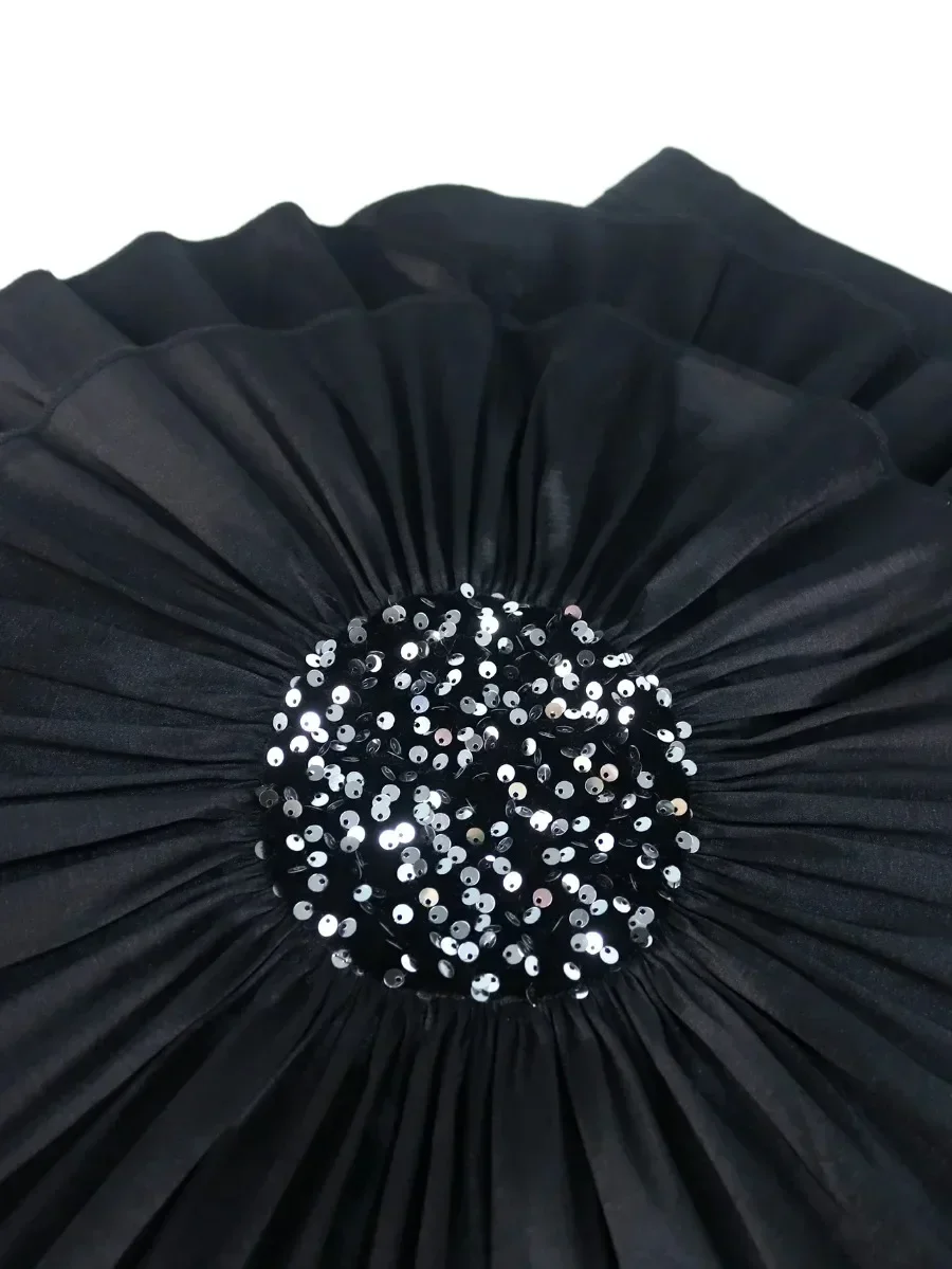 Customized Empire Skirts Red Straight Flower Appliques Shiny High Street Evening Cocktail Party Package Hip Midi Skirt for Women