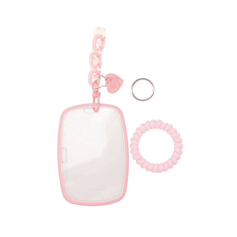 Transparent Bank Card Photo Display Holder Holder Plastics Kpop Photo Protector Pink Oval Card Holder Storage Protective Case