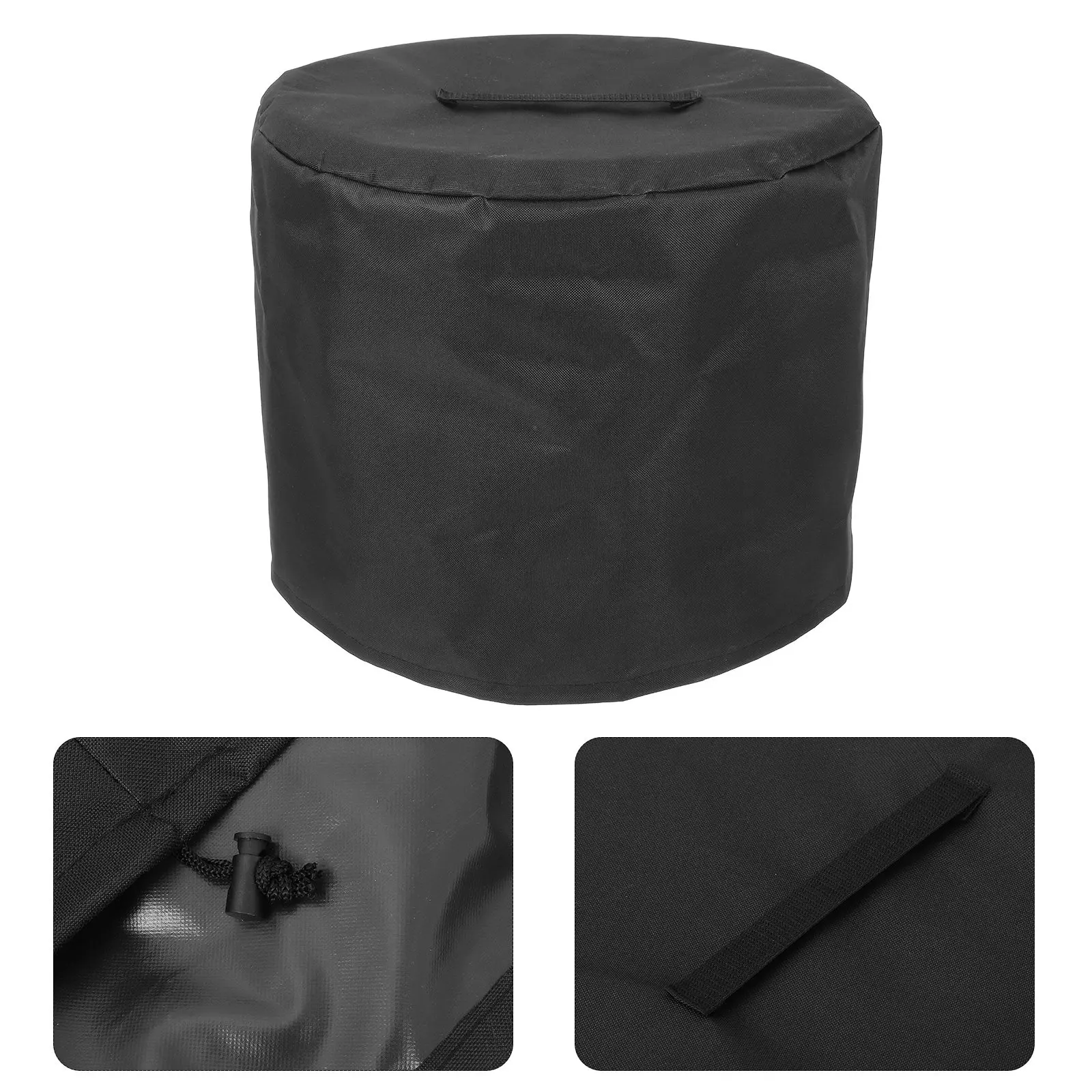 Portable Oxford Cloth Fire Pit Cover Black Waterproof Rainproof Full Coverage Outdoor Garden Patio Fire Table Ground Stove Cover