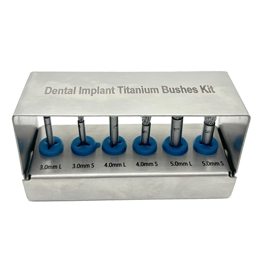 6PCS Sikat Gigi Titanium Berkualitas Tinggi untuk Dekbridemen Peri-Implantitis Pembersihan Permukaan Implan Dapat Diautoklaf