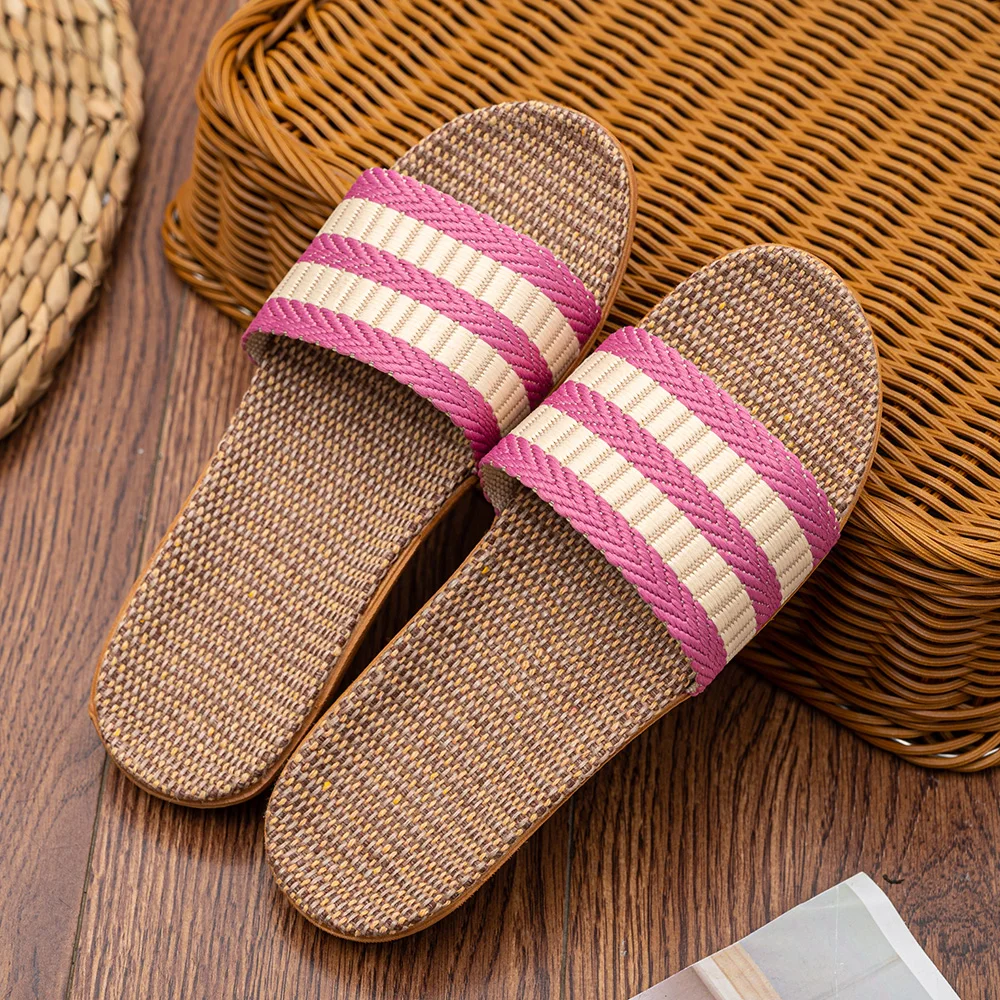 36-45 Mens Slippers For Men EVA Flat Shoes Linen Lightweight Casual Slippers Women For Home DropShipping
