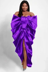 Robe de Soirée Froncée pour Femme Africaine, Tenue de Bal Sexy, Fendue sur le Devant, Grande Taille, à la Mode, 2024