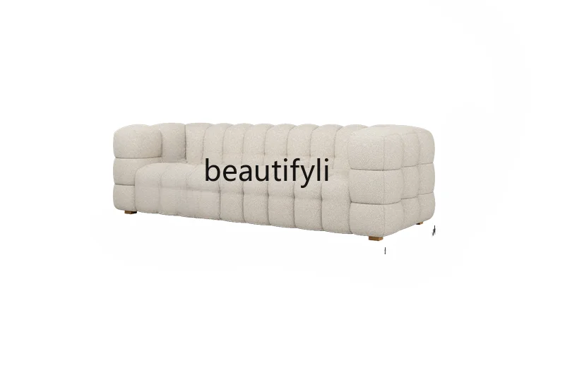 

Modern Minimalist Nordic and Japanese Style Living Room Cotton Candy Lambswool Fabric Sofa