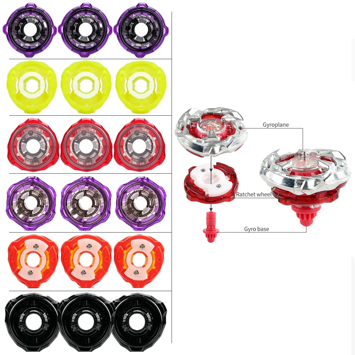 Gyro Attack Ring Teile, CX BX UX Höhe ‌   Universelles Kreisel-Ratschen-Teile-Set, 3-teilig