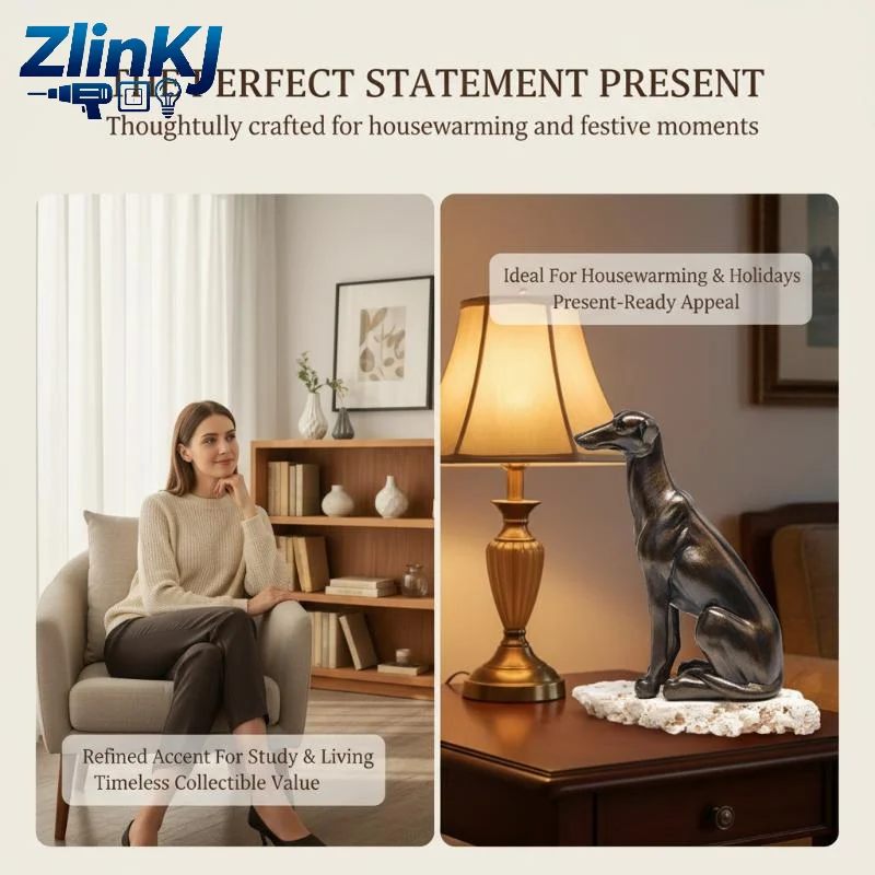 Resin Antique Bronze Greyhound Dog Statue Vintage Animal Figurine for Small Apartment Entryway Home Decoration Display