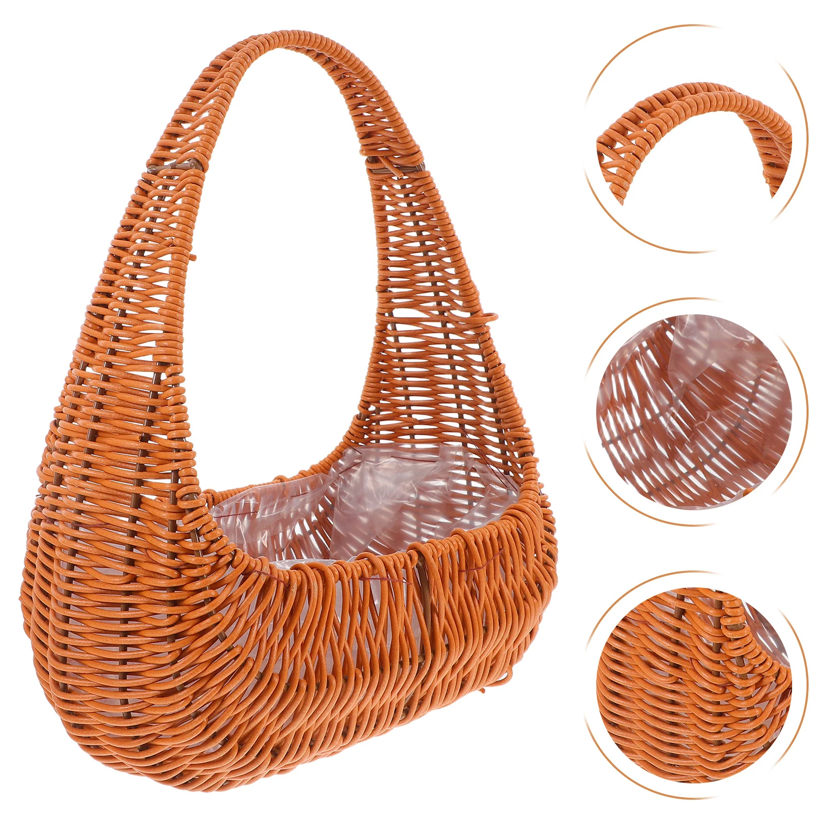 

Stylish Imitation Wicker Picnic With Handle Brown Empty Harvest For Garden Fruit Wine Egg Wedding Vegetable Storage Organizer