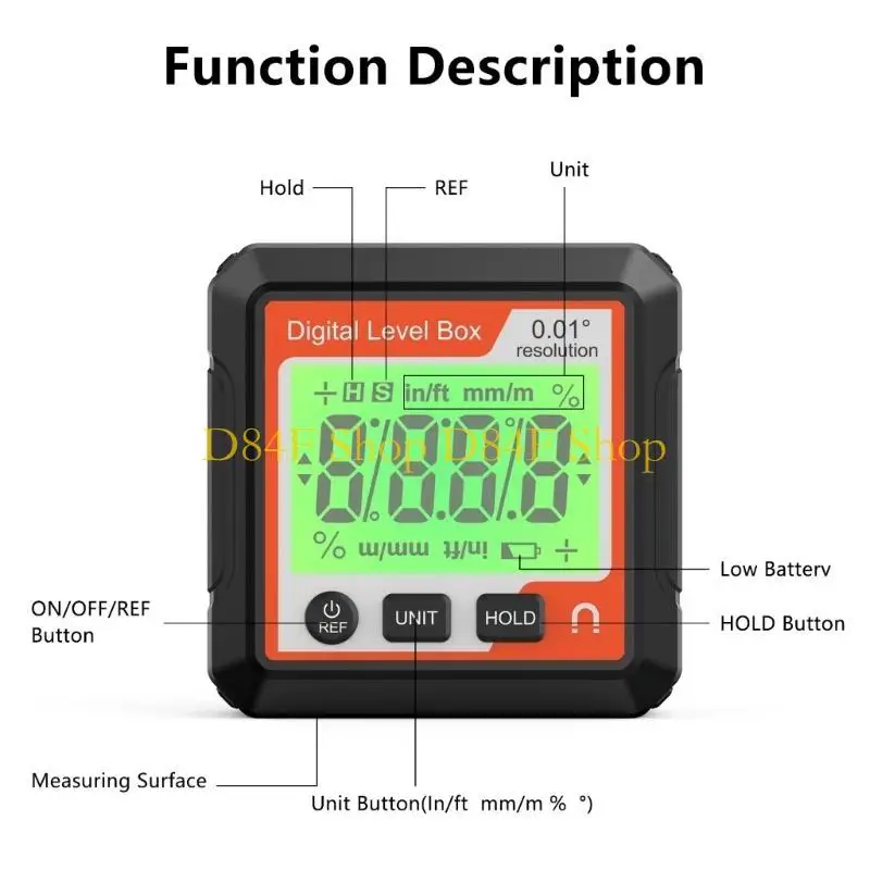 D84F Digital Level & Angles Finder / Inclinometer / Bevel Gauges with Back light Multipurpose Measurement Tool