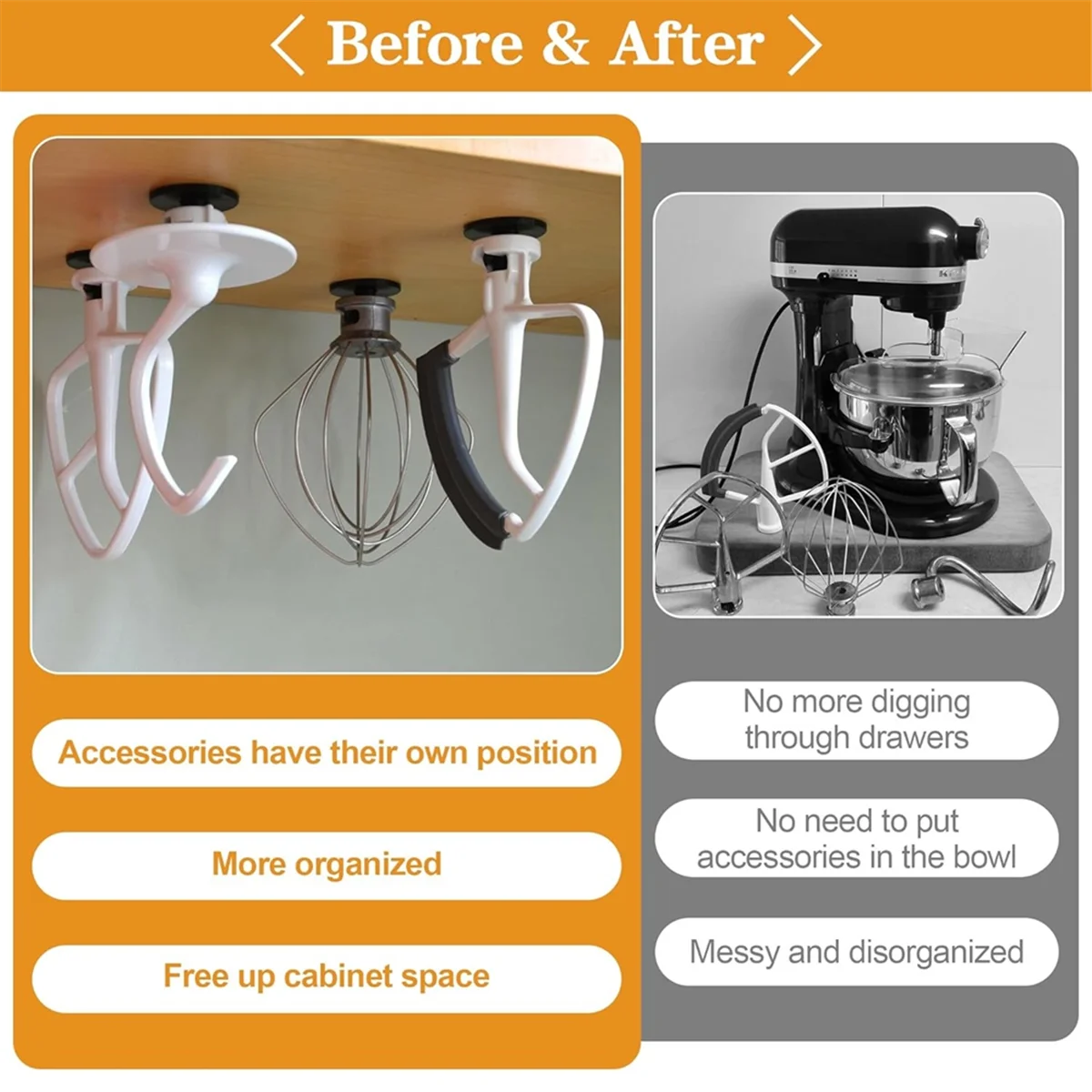 Stand Mixer Attachment Holders for Kitchenaid 4.5-5QT Mixer Attachments Flex Edge Beater Accessories image 2
