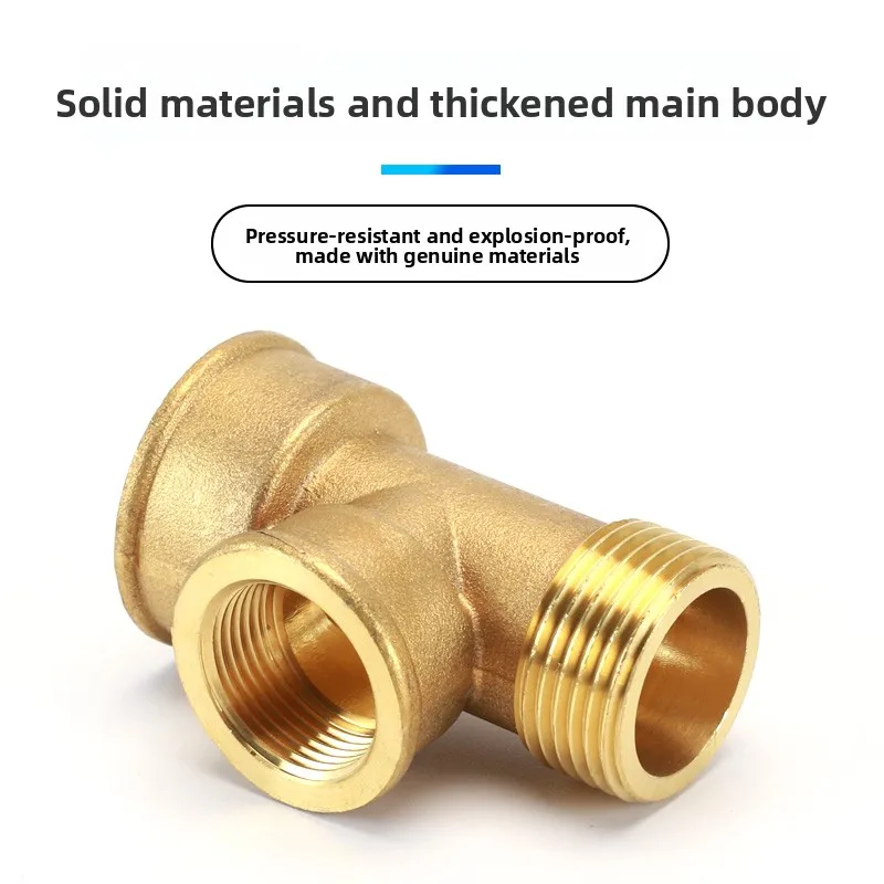 Bronze reducer three-way fitting, 4mm to 6mm, 1-inch outer threads, three outer threads, three inner threads