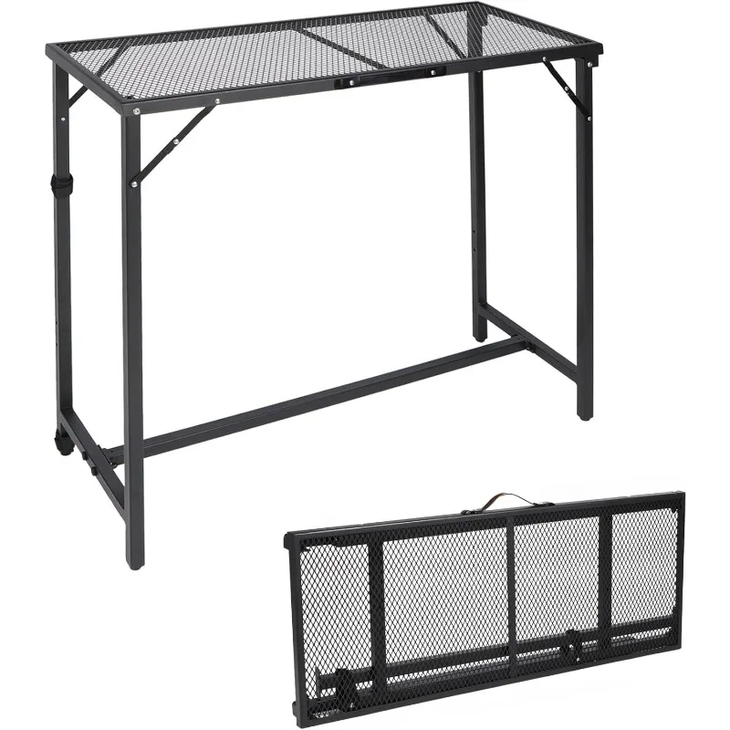

39 Inch Outdoor Bar Table, Folding Paito Bar Height Table with Waterproof Mesh Top for Balcony, Garden, Hot Tub,