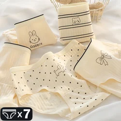 7 Pcs/Set Women's Cotton Panties Print Breathable Briefs Girls Soft Panty Underwear Female Intimates For Women Sexy Lingeries