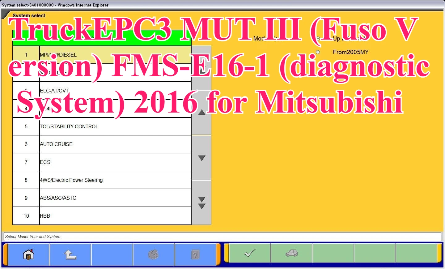 

TruckEPC3 MUT III (версия Fuso) FMS-E16-1 (диагностическая система) 2016 для Mitsubishi